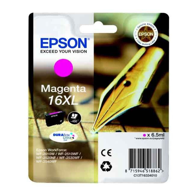 Original Epson 16XL Magenta High Capacity Ink Cartridge Pen and Crossword (T1633)