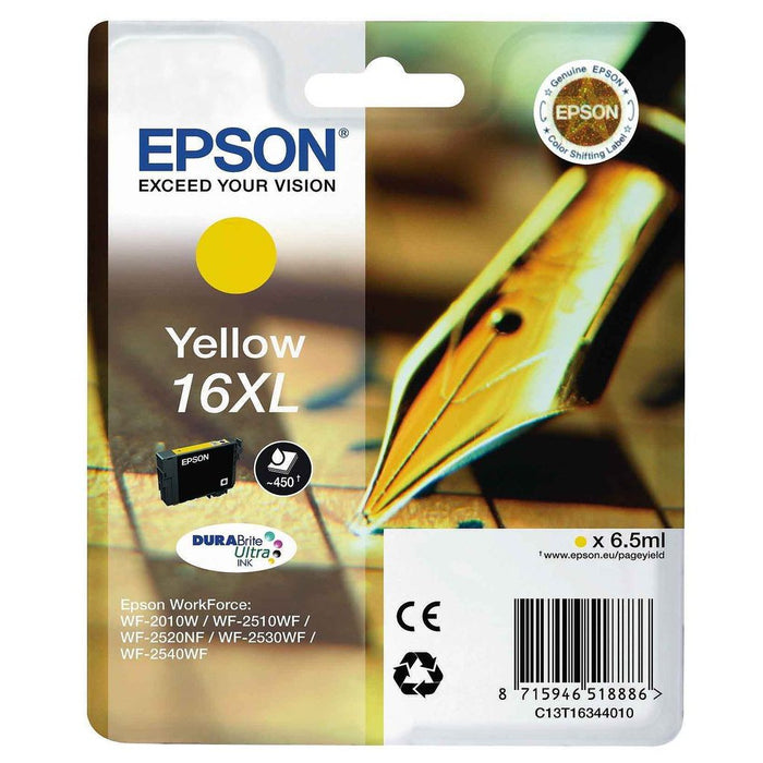 Original Epson 16XL Yellow High Capacity Ink Cartridge Pen and Crossword (T1634)