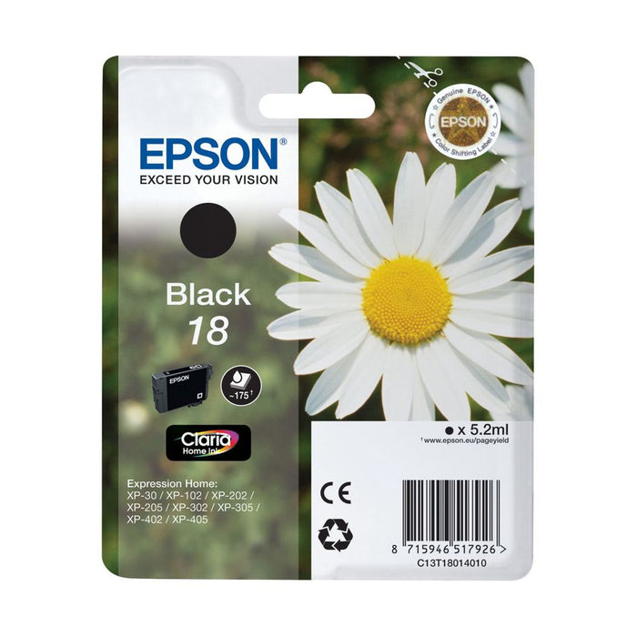 Original Epson 18 Black Ink Cartridge Daisy (T1801)