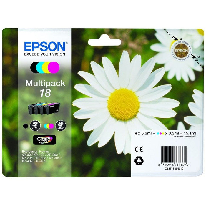 Original Epson 18 4 Colour Ink Cartridge Multipack Daisy (T1806)