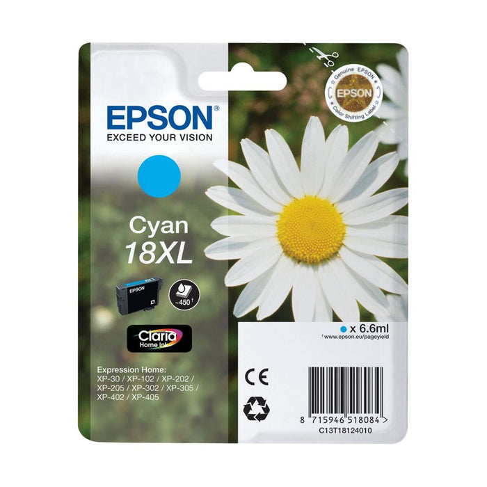 Original Epson 18XL Cyan High Capacity Ink Cartridge Daisy (T1812)