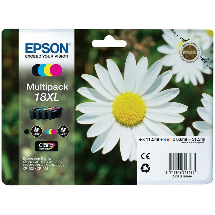 Original Epson 18XL High Capacity 4 Colour Ink Cartridge Multipack Daisy (T1816)