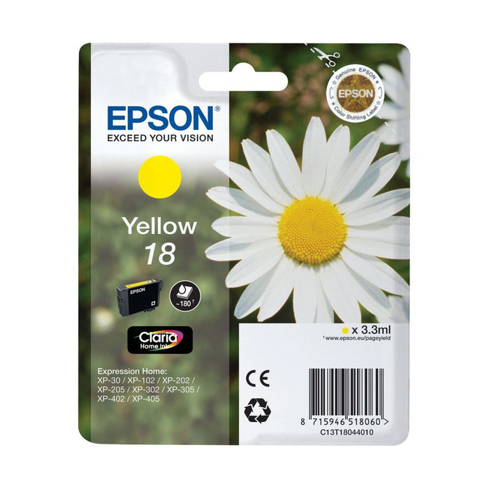 Original Epson 18 Yellow Ink Cartridge Daisy (T1804)