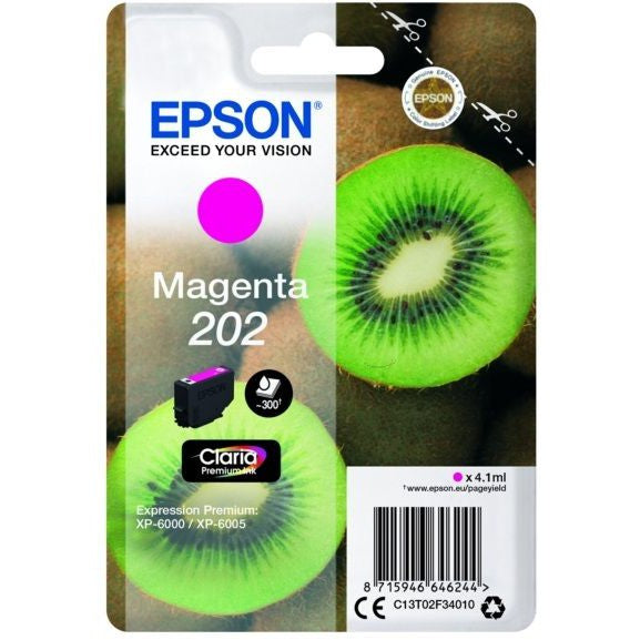 Original Epson 202 Magenta Ink Cartridge Kiwi (T02F3)