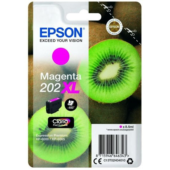 Original Epson 202XL Magenta High Capacity Ink Cartridge Kiwi (T02H3)