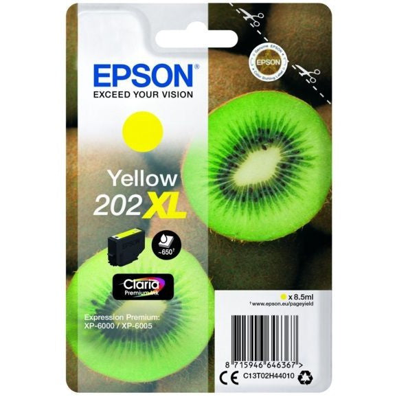 Original Epson 202XL Yellow High Capacity Ink Cartridge Kiwi (T02H4)