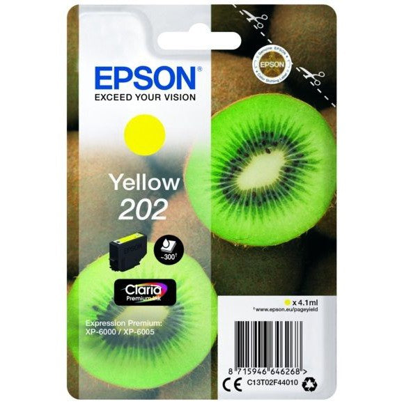 Original Epson 202 Yellow Ink Cartridge Kiwi (T02F4)