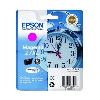 Original Epson 27XL Magenta High Capacity Ink Cartridge Alarm Clock (T2713)