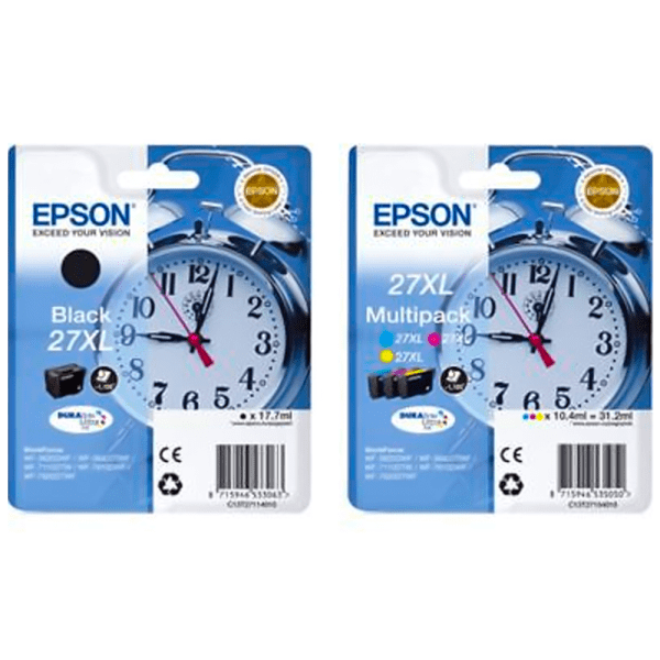 Original Epson 27XL High Capacity 4 Colour Ink Cartridge Multipack Alarm Clock (Epson 27XL Multi)