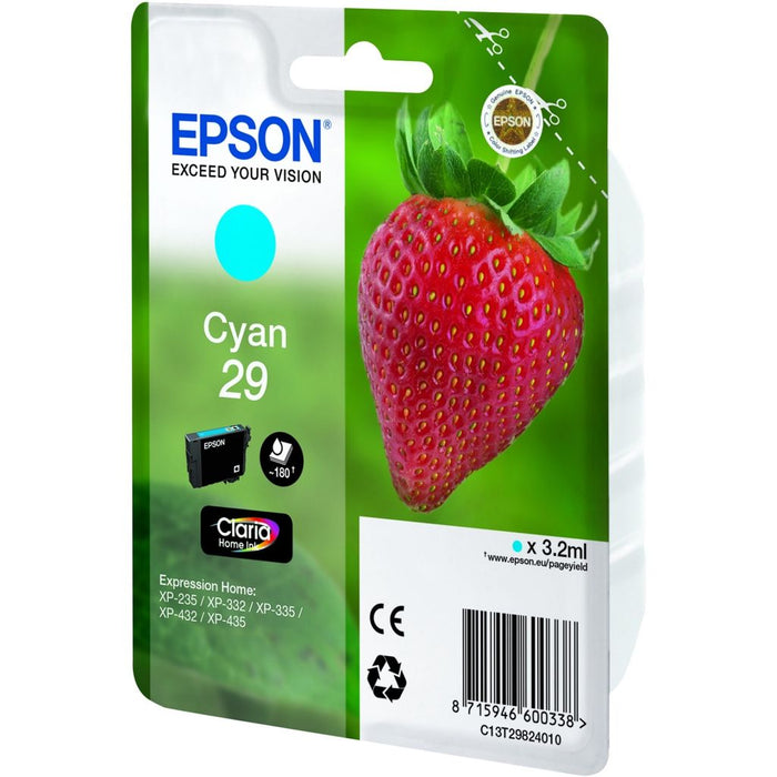 Original Epson 29 Cyan Ink Cartridge Strawberry (T2982)