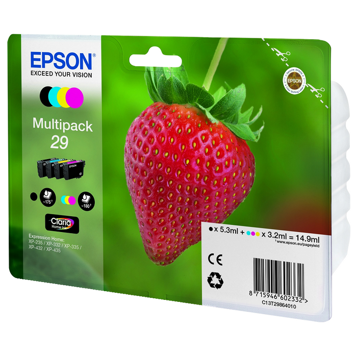 Original Epson 29 4 Colour Ink Cartridge Multipack Strawberry (T2986)