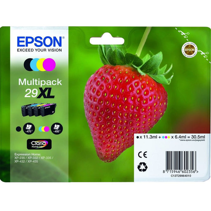 Original Epson 29XL High Capacity 4 Colour Ink Cartridge Multipack Strawberry (T2996)