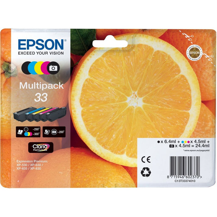 Original Epson 33 5 Colour Ink Cartridge Multipack Oranges (T3337)