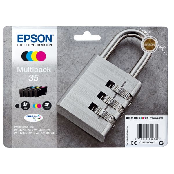 Original Epson 35 4 Colour Ink Cartridge Multipack Padlock (T3586)