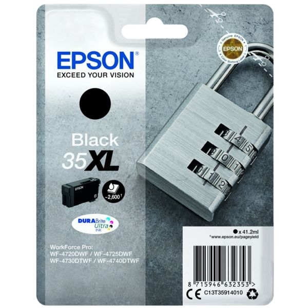 Original Epson 35XL Black High Capacity Ink Cartridge Padlock (T3591)