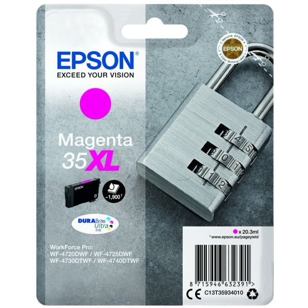 Original Epson 35XL Magenta High Capacity Ink Cartridge Padlock (T3593)