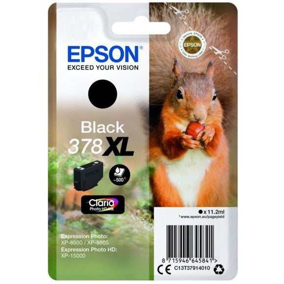 Original Epson 378XL Black High Capacity Ink Cartridge Squirrel (T3791)