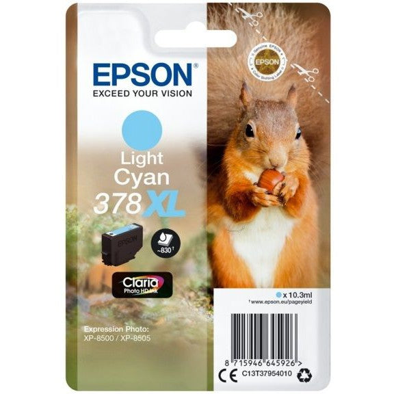 Original Epson 378XL Light Cyan High Capacity Ink Cartridge Squirrel (T3795)