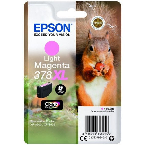 Original Epson 378XL Light Magenta High Capacity Ink Cartridge Squirrel (T3796)