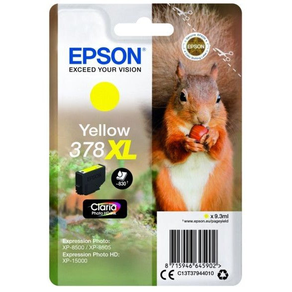 Original Epson 378XL Yellow High Capacity Ink Cartridge Squirrel (T3794)