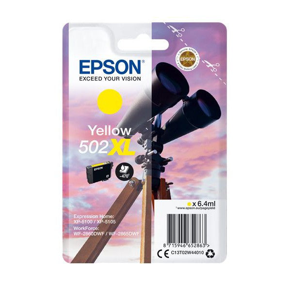 Original Epson 502XL Yellow High Capacity Ink Cartridge Binocular (T02W4)