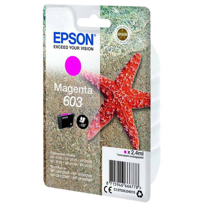 Original Epson 603 Magenta Ink Cartridge Starfish (C13T03U34010)