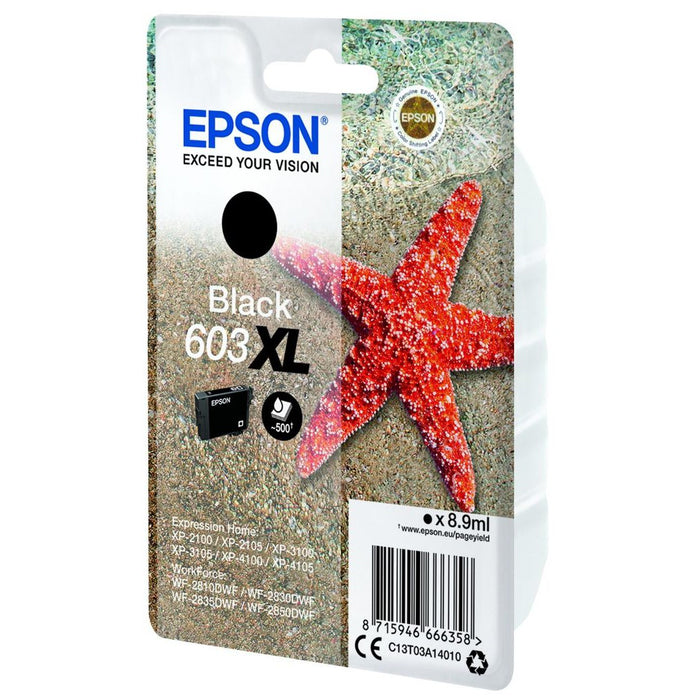 Original Epson 603XL Black High Capacity Ink Cartridge Starfish (C13T03A14010)