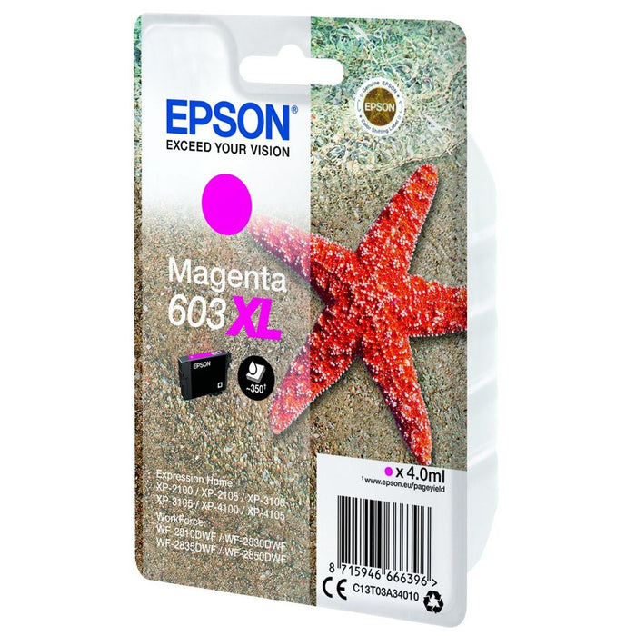 Original Epson 603XL Magenta High Capacity Ink Cartridge Starfish (C13T03A34010)