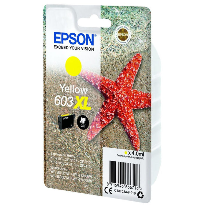 Original Epson 603XL Yellow High Capacity Ink Cartridge Starfish (C13T03A44010)