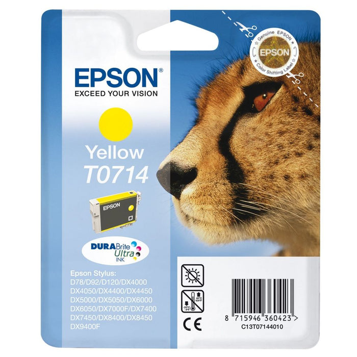 Original Epson T0714 Yellow Ink Cartridge Cheetah (T0714)