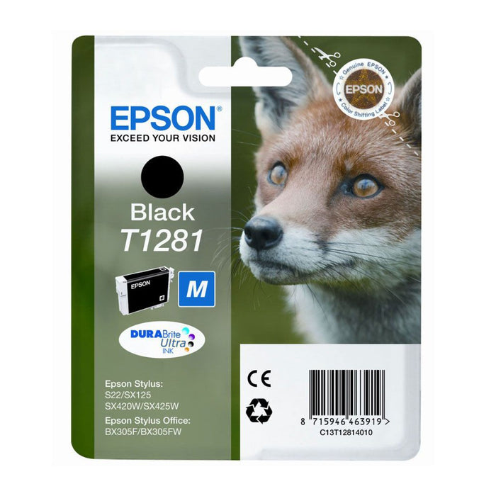 Original Epson T1281 Black Ink Cartridge Fox (T1281)