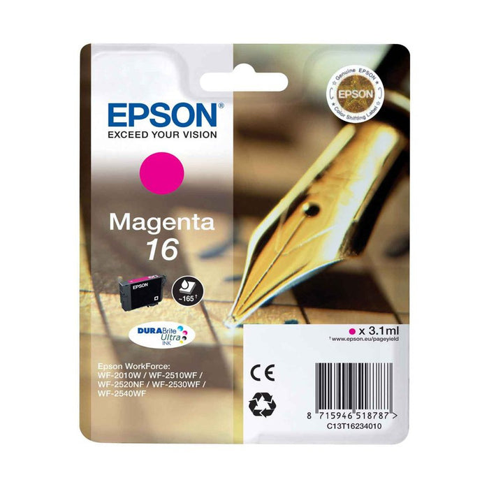 Original Epson 16 Magenta Ink Cartridge Pen and Crossword (T1623)